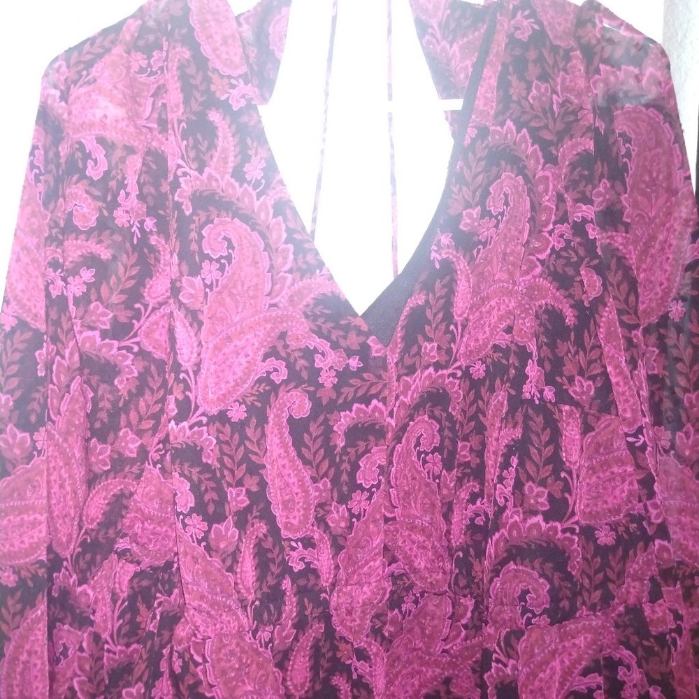 Red and black Paisley print maxi length dress